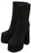 Omeslike Stivaletti con Punta Quadrata in Pelle Scamosciata Vintage da Donna, Stivaletti con Plateau e Tacco Grosso, Stivali a metà Polpaccio con Tacco Alto 15 cm,Nero,35