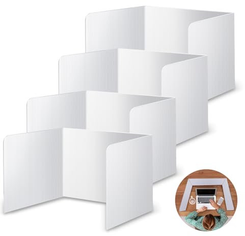 Bahan alamy 4 Stück Trennwand für Schreibtisch, Faltbare Schreibtisch-Trenner, Sichtschutz Schreibtischpanel, Stark U-Förmiger Trennwand für Schule, Büro, Bibliothek