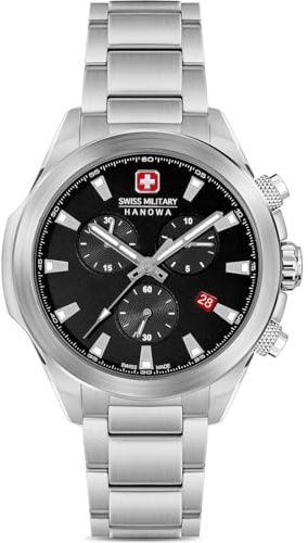 Swiss Military Hanowa Herren Analog Schweizer Quarzwerk Uhr mit Edelstahl Armband SMWGI0001901
