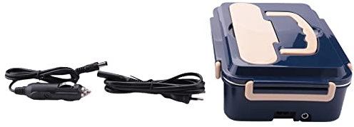 Yinchus Lunch Box Elettrico con Cucchiaio e Bacchette Scaldavivande Portatile per Famiglia 220V e Auto/Camion 12V/24V, Spina Europea