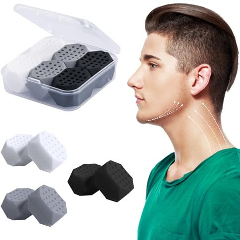 XIHIRCD 6pcs Jaw Exerciser, Silicone Jaw Muscle Strengthener with 3 Resistance Levels Jaw Trainer for Double Chin Removal Jaw Toner jaw shark Face Sculptor for Women Men(3 Colors)