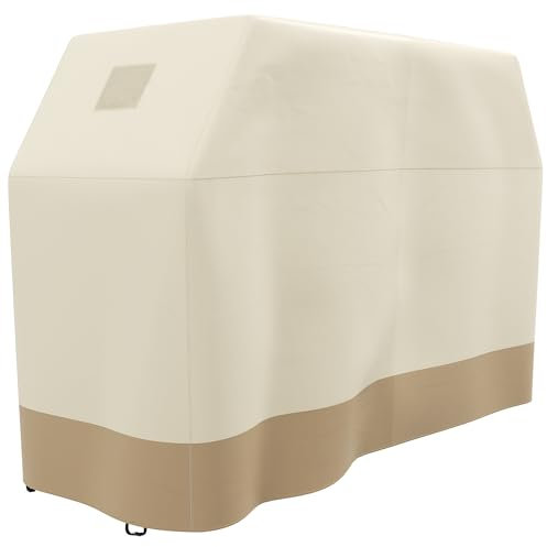 Outsunny BBQ Cover for Rectangular Gas Grill, 300D Oxford Fabric Barbecue Covers, Waterproof UV Protection Rip-Proof, with Windproof Buckles, Beige, 188 x 71 x 125cm