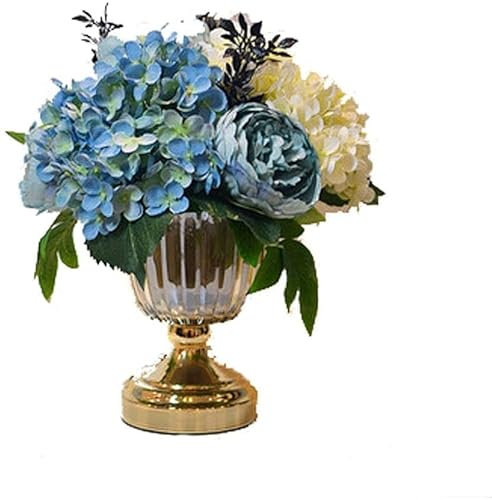 Cuiynice Fleur Artificielle avec Pot Orchidée Fleurs Artificielles Toile de Fond de Mariage Fleur Artificielle avec Vase en Or Bougeoir Table Stand Décoration de Fête Décoration de Chambre Orchidée (B