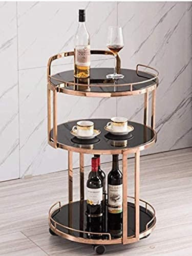 Servierwagen, Küchenwagen, Barwagen, Schrank auf Rädern, Weinwagen, Hotelwagen für Wein, Tee und Getränke, Rose Black