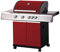 Tarrington House Barbacoa de gas Paxton de 4 + 1 Quemadores, Acero/Acero Inoxidable, 16.5 kW, Tapa con Termómetro, Mesa Auxiliar, Ruedas, Rojo