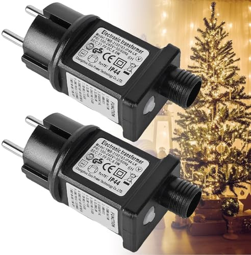 Alimentatore LED 31V, adattatore di rete con funzione di memoria e timer, trasformatore driver LED a 8 modalità, spina IP44 6W adattatore di ricambio a bassa tensione per luci natalizie (2 pezzi)