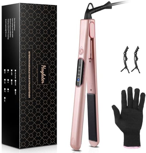 Hair Straighteners, Haglater 2 in 1 Straightener and Curler Ceramic Plates Flat Iron with Adjustable Temperature LCD Display Straightening Styling Tool for Long Hair