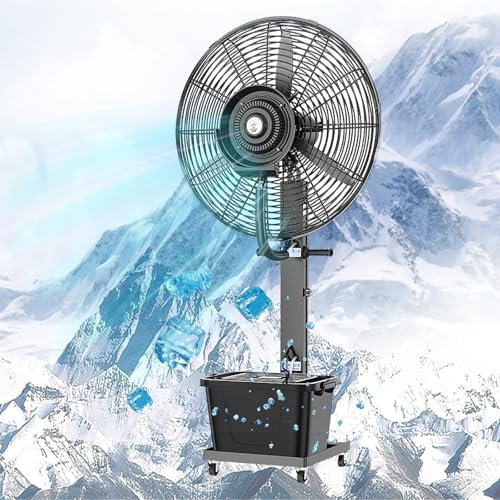 Ventilador Nebulizador Exterior Terraza con Tanque de Agua de 40L, Ventilador de Pie con Nebulización de 3 Velocidades, Húmedo y Cómodo(65cm)
