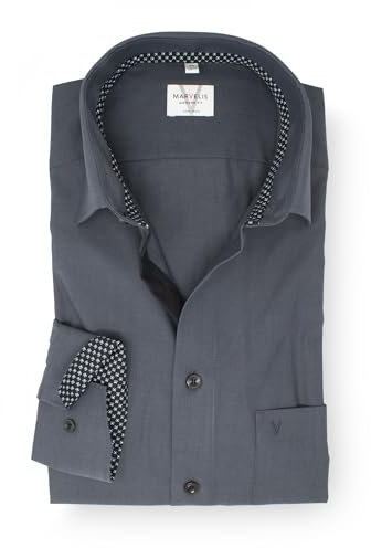 Marvelis Herrenhemd |Modern Fit | Langarm 64 cm | Anthrazit | New Kent Kragen | Gr. 43