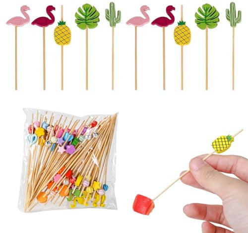 UEAVOID Lot de 100 brochettes à cocktail, 12 cm, pour doigts, cocktails, cure-dents en bambou, pic a brochette, pique bois, touillette, aperitif