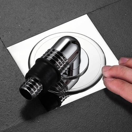 Duschrinne Quadrat 10 * 10cm,Quadratisch Anti Geruch Badezimmer Boden Abfluss Bad Dusche Küche Badablauf Drainage Reinigen für Waschraum mit Abflussrohrverbindung (A)