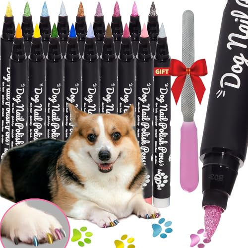 loqpol Dog Nail Polish in 18 Colors Metallic & Matt, Quick Dry, Nail File, Toxic Free, Glitter Dog Nail Polish, Safe for Dogs, Easy to Apply, Safe Accessory for Puppies