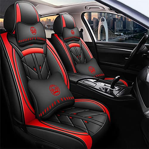 maiqiken Autositzbezug Für Nissan Qashqai J10 J11 2006-2025 Komplettset 5 Sitze sitzbezüge Allwettereinsatz Auto PU Ledersitzbezug Vorne und Hinten 5 Stück, Deluxe Version - Rot