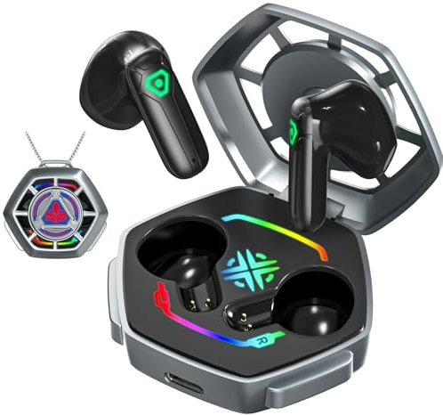 ANCwear Wireless Earbuds Bluetooth True Wireless Earbuds 20H Playtime mit DIY Stickern, In-Ear Earbuds mit Mikrofon für TV Smartphone Laptop, Mysterious Customizable Case für Gamer
