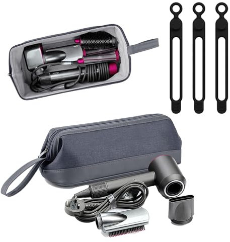 VZU Tragbare Reise-Aufbewahrungstasche, Universal-Aufbewahrungstasche, Kompatibel mit Dyson Haartrockner, Styler, Haarglätter, Kompatibel mit Shark Flexstyle, Zubehör Kompatibel mit Dyson, Grau