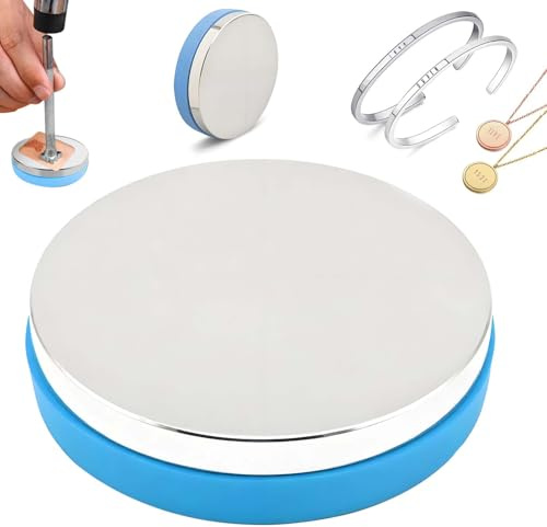 FZYCOM Mini Yunque Joyeria con Base de Goma, Yunque para Tratamiento de Joyas y Cueros, Mesa de Estampación de Joyas de Metal y Cuero, Diámetro 7,7 cm, Altura 2,0 cm
