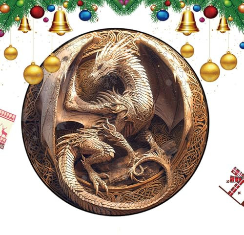 Bsbkoj 3D Dragon Puzzle | 150 Pieces Mechanical Dragon Wooden Puzzles,Unique Shape, Wood Crafts, Learning and Educational Toys, Adults Jigsaw Puzzles for Women Men