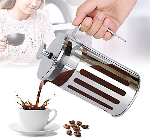 French Press Filter, Glas Französisch Pressfilter Kaffee Pressefilter mit Zartem Polierstahl aus Edelstahl Glas Französisch Pressfilter Zum Herstellen von Tee, Kaffee zu Hause, Im Büro (350ML)