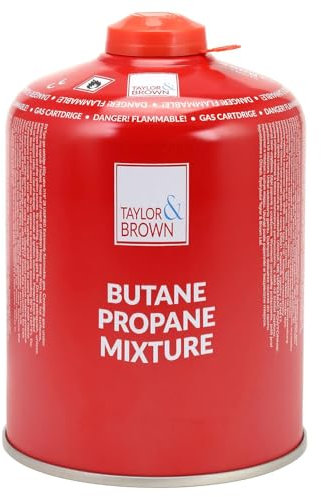 Taylor & Brown 450g Propane Butane Gas Cartridge, EN417 Resealable Valve, Performance Screw-On Camping Stove Fuel for Portable Gas Stoves, BBQ, Blowtorch & Outdoor Cooking (1)