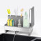 VFANDV Organizador Fregadero Cocina, Porta Esponja Autovaciante, Soporte Estropajo para Fregaderos de Acero Inoxidable, Cocina Organizador de Lavado con Toallero Extraíble (Gris)