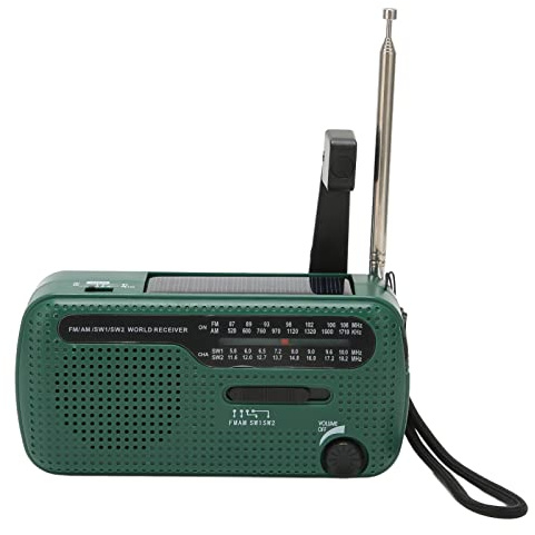 Hand Kurbelradio,AM/FM/SW1/SW2 Notfallradio,Tragbar Solar Handkurbel Radio mit LED-Taschenlampe SOS für Outdoor Wandern, Camping