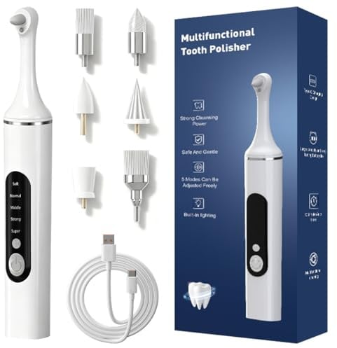 Set de blanqueamiento dental, removedor de sarro con 5 cabezas, pulidor dental con 5 modos para limpieza dental y blanqueamiento de dientes, para pulir después de la limpieza dental