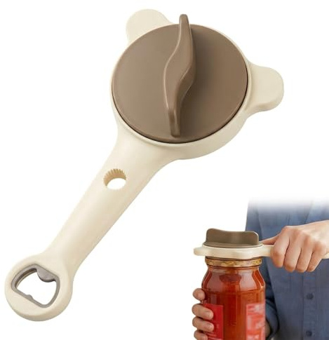 Can Opener, Tin Opener for Arthritic Hands, Jar and Bottle Opener with Adjustable Grip, Manual Can Openers for Weak Hands, Convenient Kitchen Tool