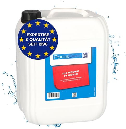 PoolsBest pH Heber flüssig 12kg I hochwertiger Pool pH Wert Erhöher mit 30% Natronlauge I pH Plus zur optimalen pH-Wert Regulierung I hochkonzentrierter pH Heber Pool flüssig