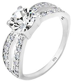Elli Damen Ring Solitär Glamourös mit Kristall