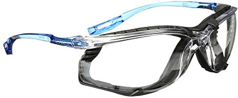 3M Safety Glasses, Virtua CCS, ANSI Z87, Anti-Fog, Clear Lens, Blue Frame, Corded Ear Plug Control System, Removable Foam Gasket, Pack of 1