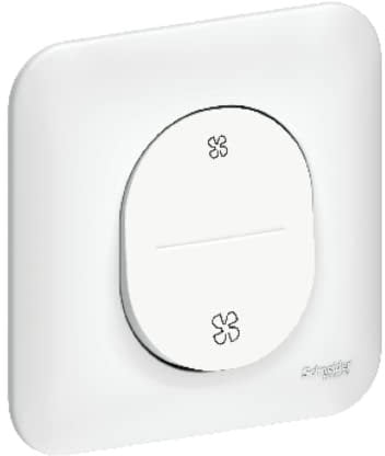 Schneider Electric Ovalis - Bouton Poussoir Pour Vmc - 2 Vitesses Avec Plaque Blanc