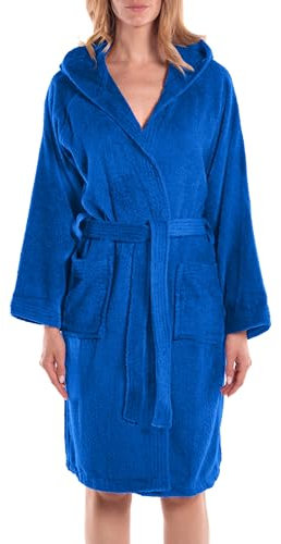 Caleffi – Peignoir Bain Homme et Femme en 100% coton, doux, absorbant et respirant, avec capuche, ceinture et poches – Parfait pour la salle de bain, le spa ou le sauna - Robe Chambre Femme
