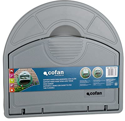 Cofan Soporte de Pared para Manguera con cajón | Soporte para mangueras de riego | Práctico y versátil para el jardín | Resistente y Duradero