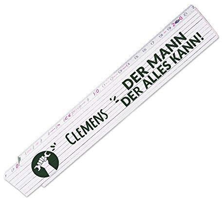 Zollstock mit Namen Clemens und schönem Motiv - Der Mann der alles kann - für Männer | Metermaß | Glieder-Maßstab mit Namen bedruckt | Viele Namen zur Auswahl
