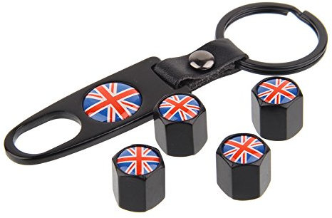 Garage-SixtySix Ventilkappen Set UK Schwarz inkl. Schlüsselanhänger