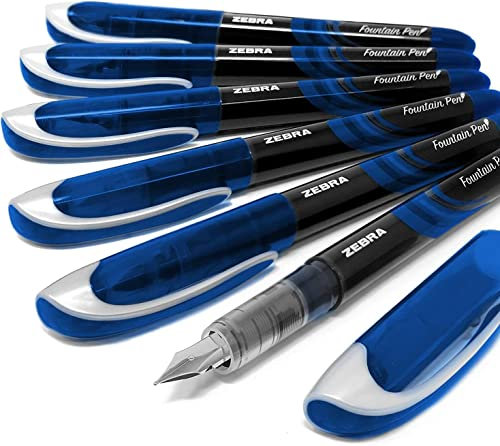 Cebra Fuente - Desechables Pluma Estilográfica - Tinta Azul - Paquete de 6