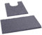 Badezimmerteppich Set 2 Teilig Luxus Chenille Badematte Set, Weiche Plüsch Anti-Rutsch-Bad Teppich + Toilettenmatte.1 '' Mikrofaser Zotteligen Teppich, Super Saugfähig (Curved Set, Dark Gray)