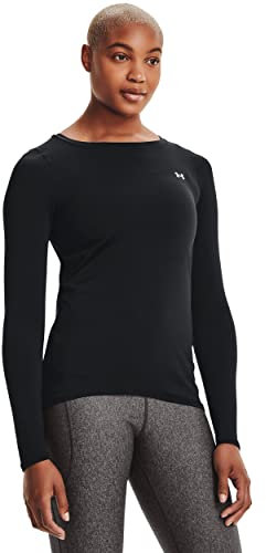 Under Armour UA HG Armour Long Sleeve, Lightweight Sports Top, Long-Sleeved Top Women, Black (Black/Metallic Silver (001)), XS