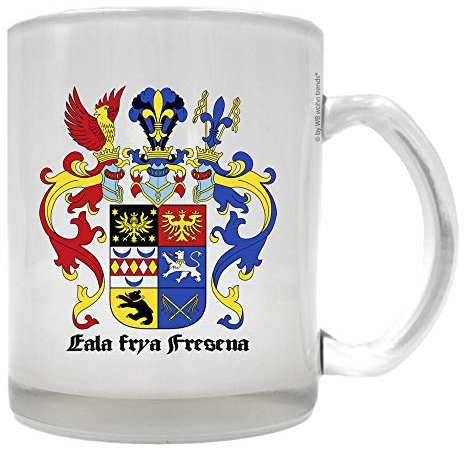 WB wohn trends Tee-Glas mit beidseitigem Motiv ~ Ostfriesland Wappen ~ Farbe: Milchglas ~ Kaffee-Tasse mit Motiv