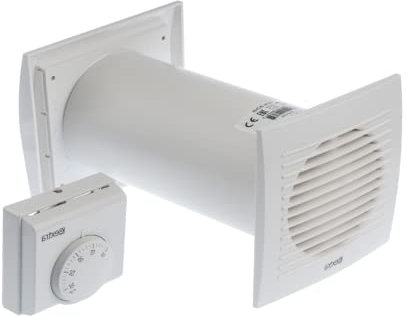 EUROPLAST Ø 100mm Wärmeverteiler Lüfter Ventilator Ab- Zuluft Thermostat Wärmelüfter Warmluft Wand