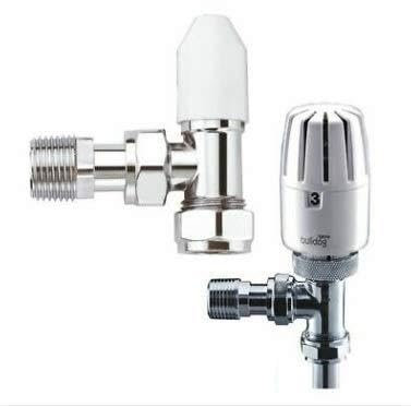 Pegler Bulldog 15mm Angled TRV Thermostatic Radiator Valve & Lockshield Pack x10