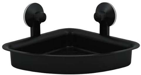 MSV Etagère Panier d'angle de Douche à ventouses PVC Noir Mat
