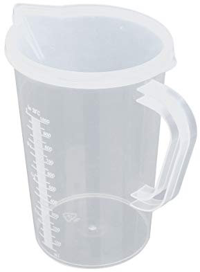 inhzoy Clear Plastic Measuring Jug 2 Litre/1 Litre BPA Free Measuring Cups for Kitchen Baking Laboratory Measurement Conversion Chart Clear B 1L with Lid