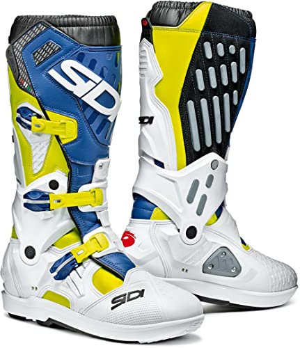 Sidi Atojo SRS Stivali Motocross (White/Blue/Yellow,44)