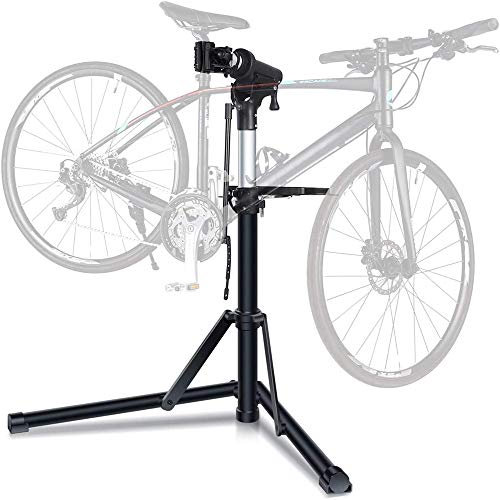 CAISYE Fahrradmontageständer, Aluminium Montageständer Für Fahrräder, Reparaturständer Mit Magnetischer Werkzeugschale, Reparaturset, Höhenverstellbar, Fahrradmontagestander MTB Femor Bike 70 Kg.