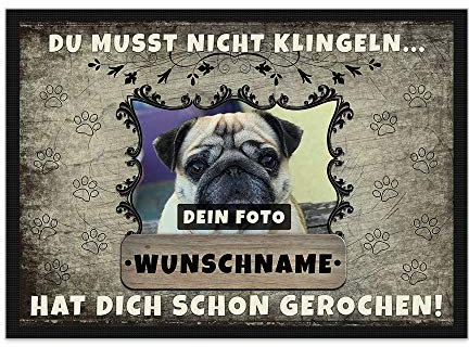 PR Print Royal Fußmatte personalisiert mit eigenem Hundefoto und Wunschname selbst gestalten - Verschiedene Größen bis 120 cm - Hunde-Fußmatte Bedrucken - 75 x 50 cm