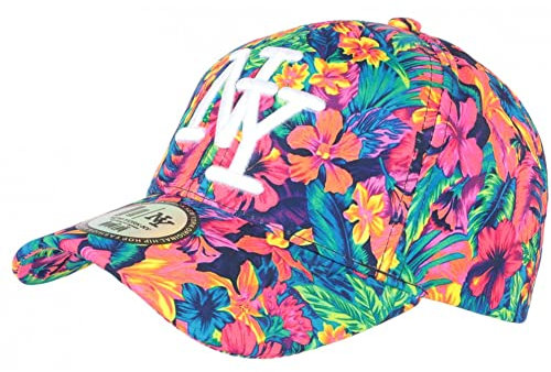 Hip Hop Honour Kappe NY Orange und Blau Florale Fantasie Baseball Phuket – Unisex, Orange, Einheitsgröße