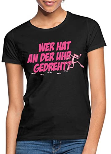 Spreadshirt Pink Panther Wer hat an der Uhr gedreht Frauen T-Shirt, S, Schwarz