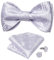 DiBanGu Plaid gestreifte Fliege für Herren Seide gewebte Fliege Einstecktuch Manschettenknöpfe Hochzeit Party, hellviolett, Einheitsgröße