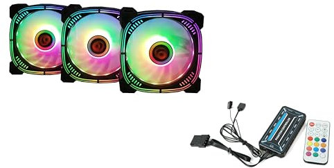 Talius Aura Spectrum ARGB Pack 3 Ventiladores 120mm + centralita. Color negro Conexión 6 pines. (3 FAN AURA BLK + CENTRALITA)